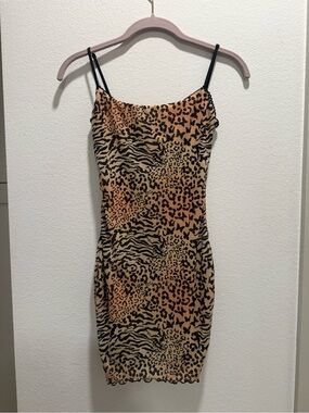 Princess Polly Animal-Print Mini Dress in Tan and Black